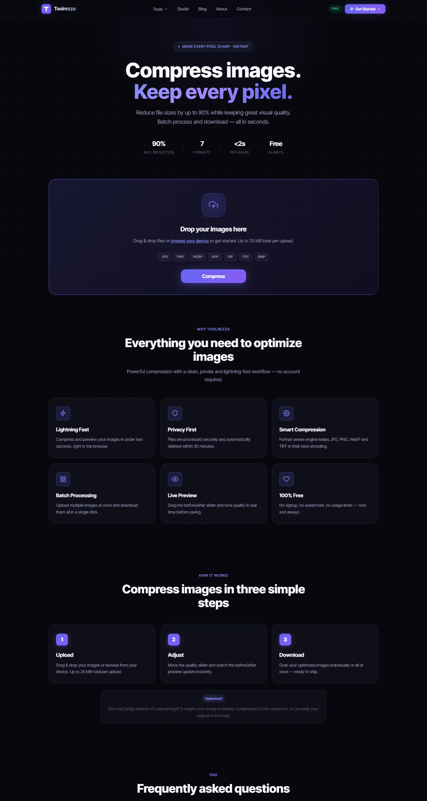Toolrezza: Startseite auf dem Desktop
